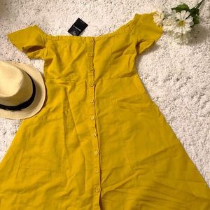 Forever 21 Button Front Off The Shoulder Dress